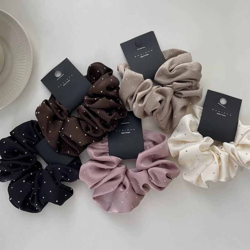 Koreaanse Effen Kleur Kristal satin Scrunchies elastiek silk Haarbanden Voor Vrouwen haar elastiekjes vrouwen Zwart Haar Ties Meisjes Haar Accessoires