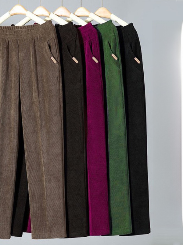 Corduroy Straight Leg Pants Women's Spring Autumn Popular Loose Fit Slimming Casual Long Trousers High Waist Polyester Fiber