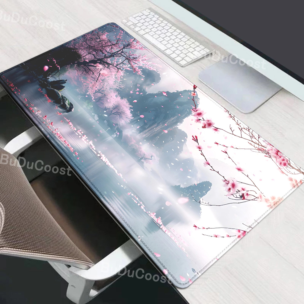 แผ่นรองเมาส์สําหรับเล่นเกมซากุระญี่ปุ่น Cherry Blossom XL บ้านใหม่ HD mousepad XXL แป้นพิมพ์ลื่นพรมสํานักงานแล็ปท็อป MICE Pad