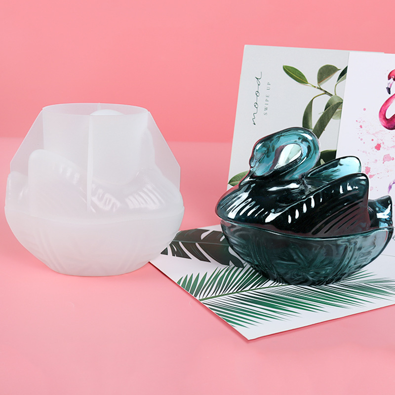 Fai da te Drip Mold Swan Organizer stampo in Silicone specchio stampi in resina gioielli