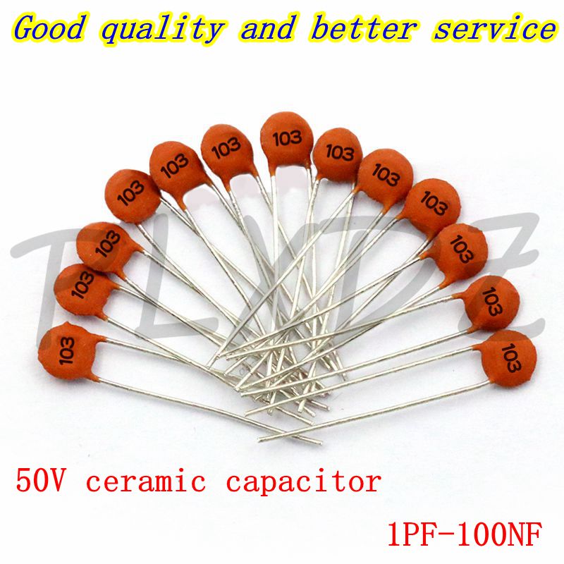 50 Uds condensador cerámico 50V 1pF ~ 100nF 0,1 uF 104 102 10NF 103 15NF 153 472 222 332 2 3 4 5 6 7 8 9 10 33 47 82 100 PF 22 47 NF