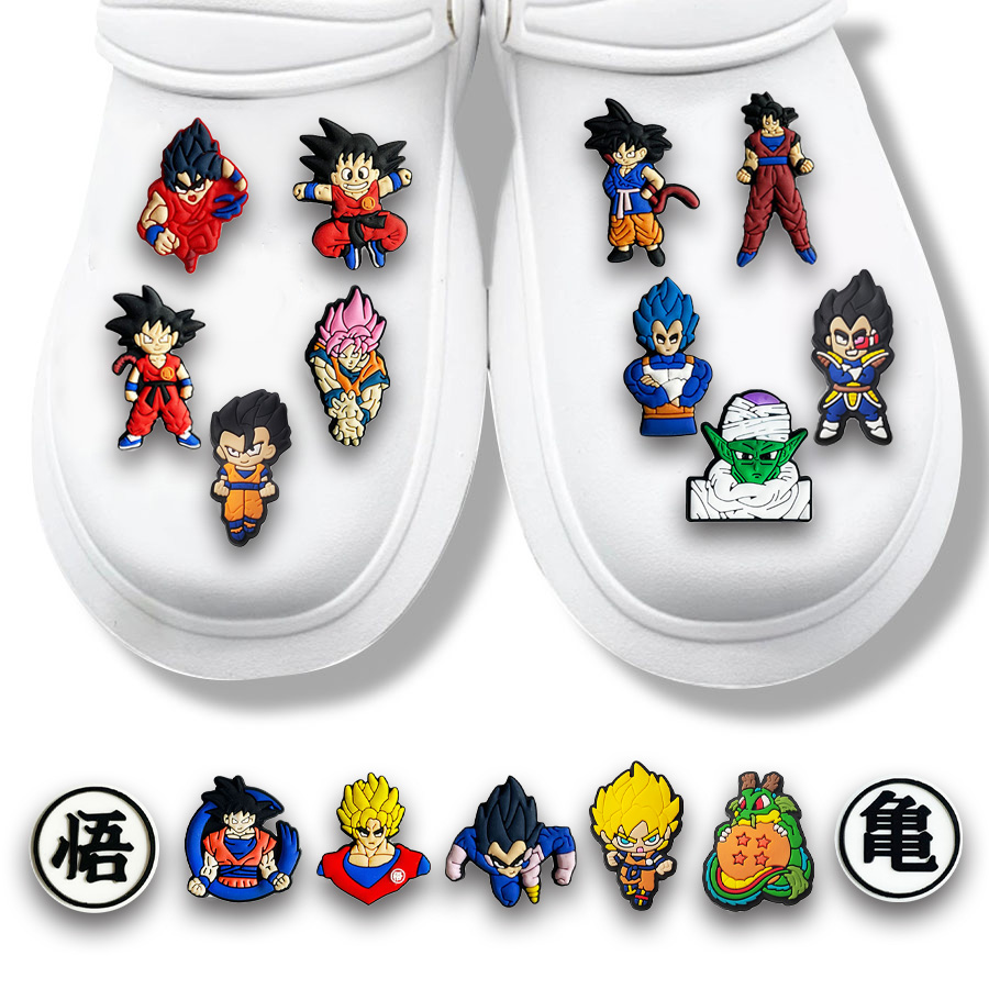 1/22 pz. Ciondoli Decorativi per Scarpe Dragon Ball, Personaggi Anime Cartoon in PVC, Accessori per Scarpe da Giardino