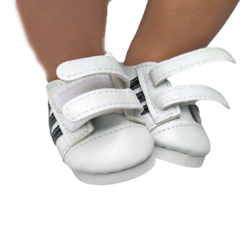 7.5CM shoes For 43 cm baby Dolls Shoes white sneackers fits For 18 " Girl Doll casual shoes Toy Boots Doll Accessories