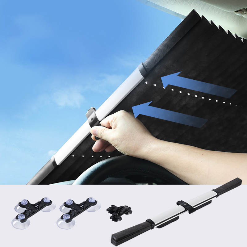 Upgrade Auto Voorruit Zonnescherm Gordijn Intrekbare Anti UV Auto Voorruit Voor/Achter Sluiter Zomer Auto Interieur Accessoires