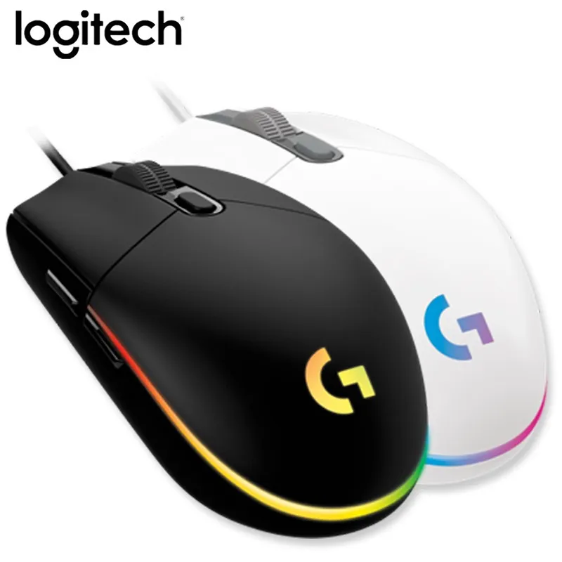 Игровая мышь Logitech G102 второго поколения, эргономичная, 6 кнопок, 8000 DPI, проводная, с RGB-подсветкой, для ПК