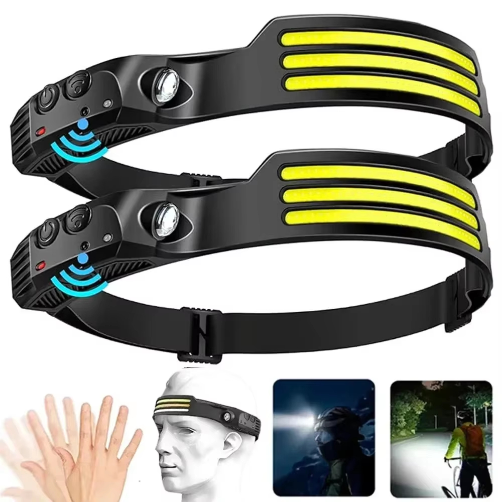 ハイパワー LED COB センサーヘッドランプ USB 充電式内蔵バッテリー 5 モード防水ヘッドライトキャンプランニング釣り
