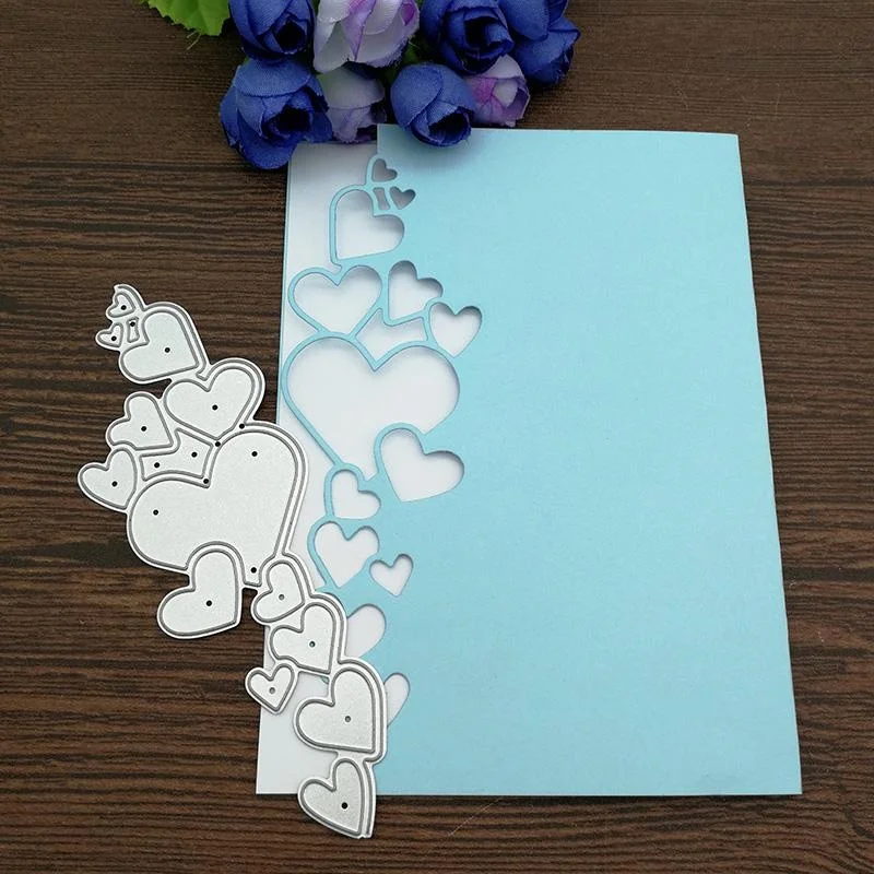 Coração laço borda quadro de corte de metal dados estênceis scrapbooking decorativo gravação morrer