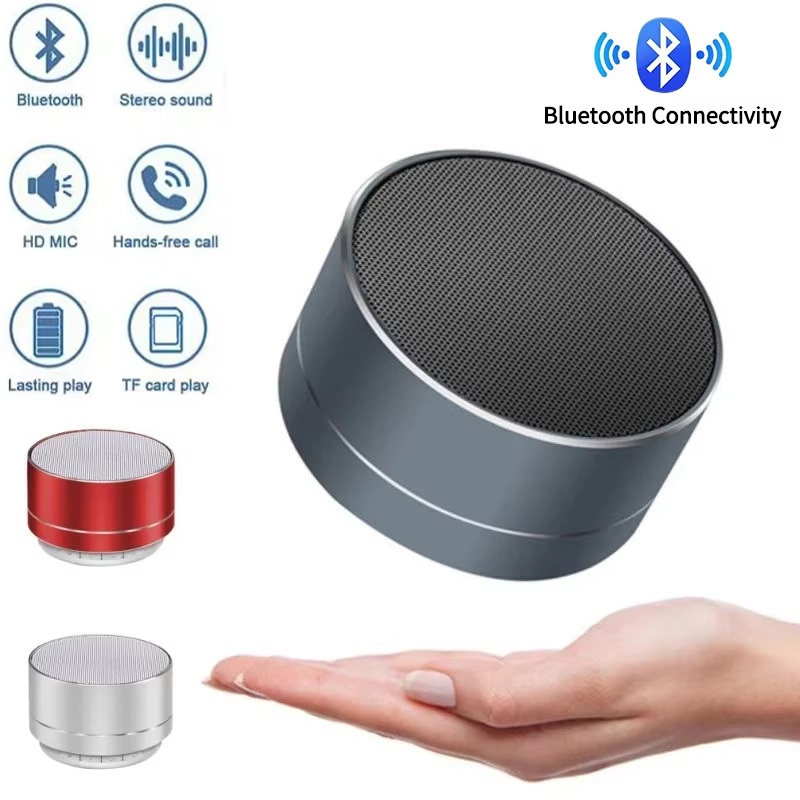 Mini alto-falante de metal, bluetooth, sem fio, portátil, áudio do carro, luz led, subwoofer, suporte portátil, cartão tf, carregamento usb para pc, laptop