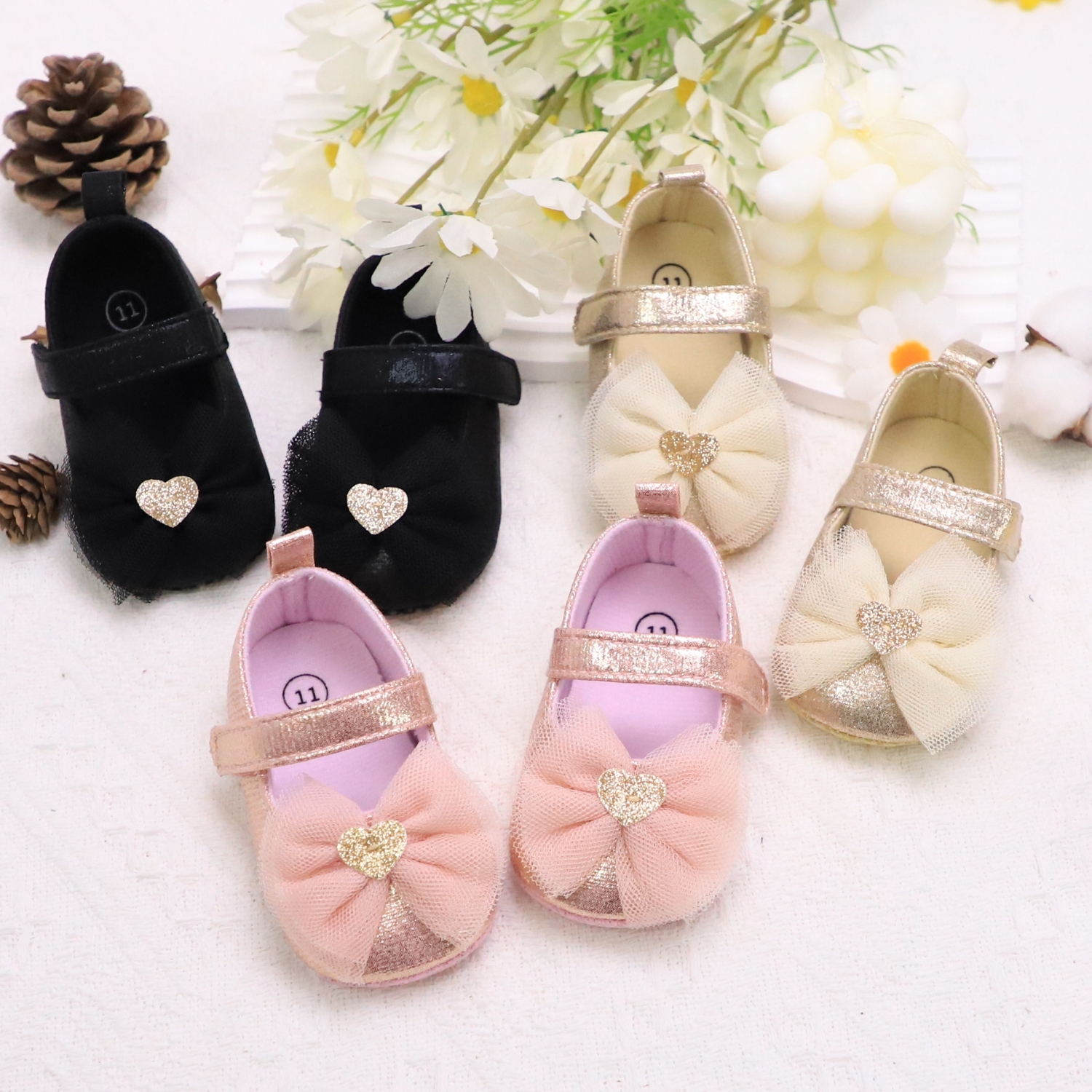Zapatos de paso para bebé, primer par de zapatos para niños pequeños, zapatos de bebé, zapatos de moda antideslizantes transpirables para niñas, estilo de encaje de princesa