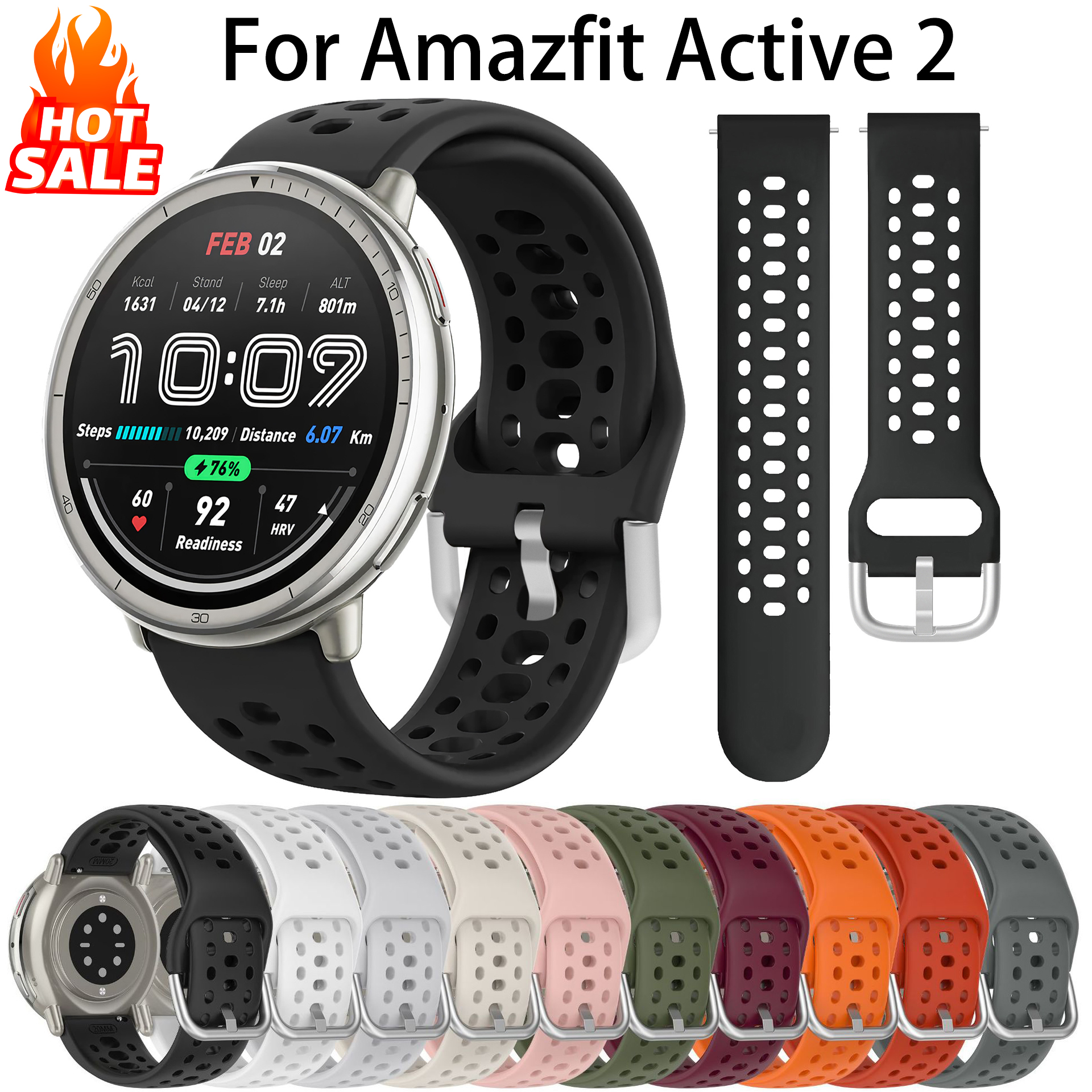 Pulseira de silicone original para amazfit active 2 esporte respirável pulseira inteligente correa amazfit active2 acessórios
