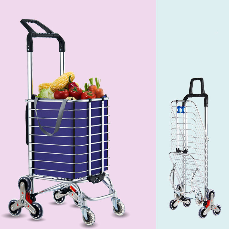Продуктовая тележка, Складная портативная тележка для покупок из алюминиевого сплава, легкая тележка с телескопическим стержнем, большая вместимость 35 л