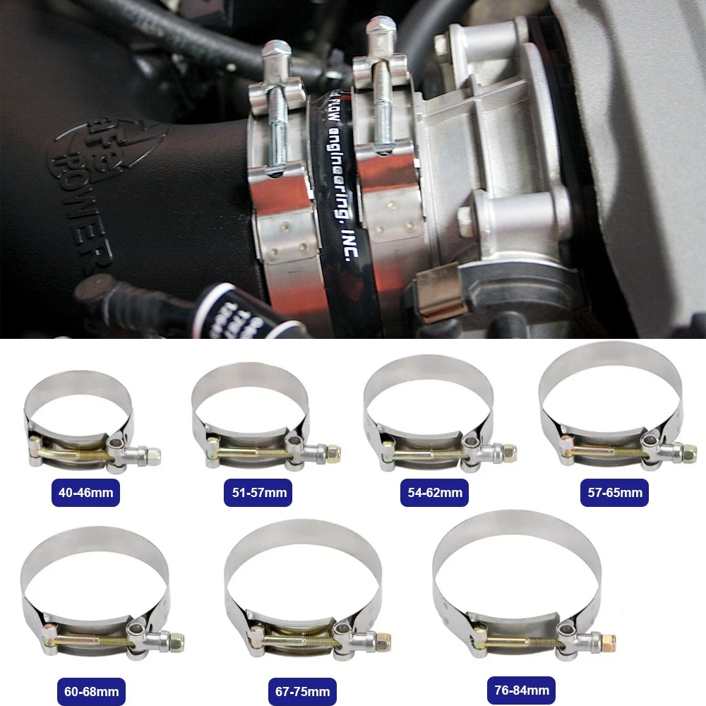 2/2,25/ 2,5/ 2,75/ 3/ 3,25/ 3,5/4" T-Bolzen Auspuff 304 Klemme Einlass Turbo Auspuff Ladeluftkühler Silikonkupplung Stahl Schlauchklemmen