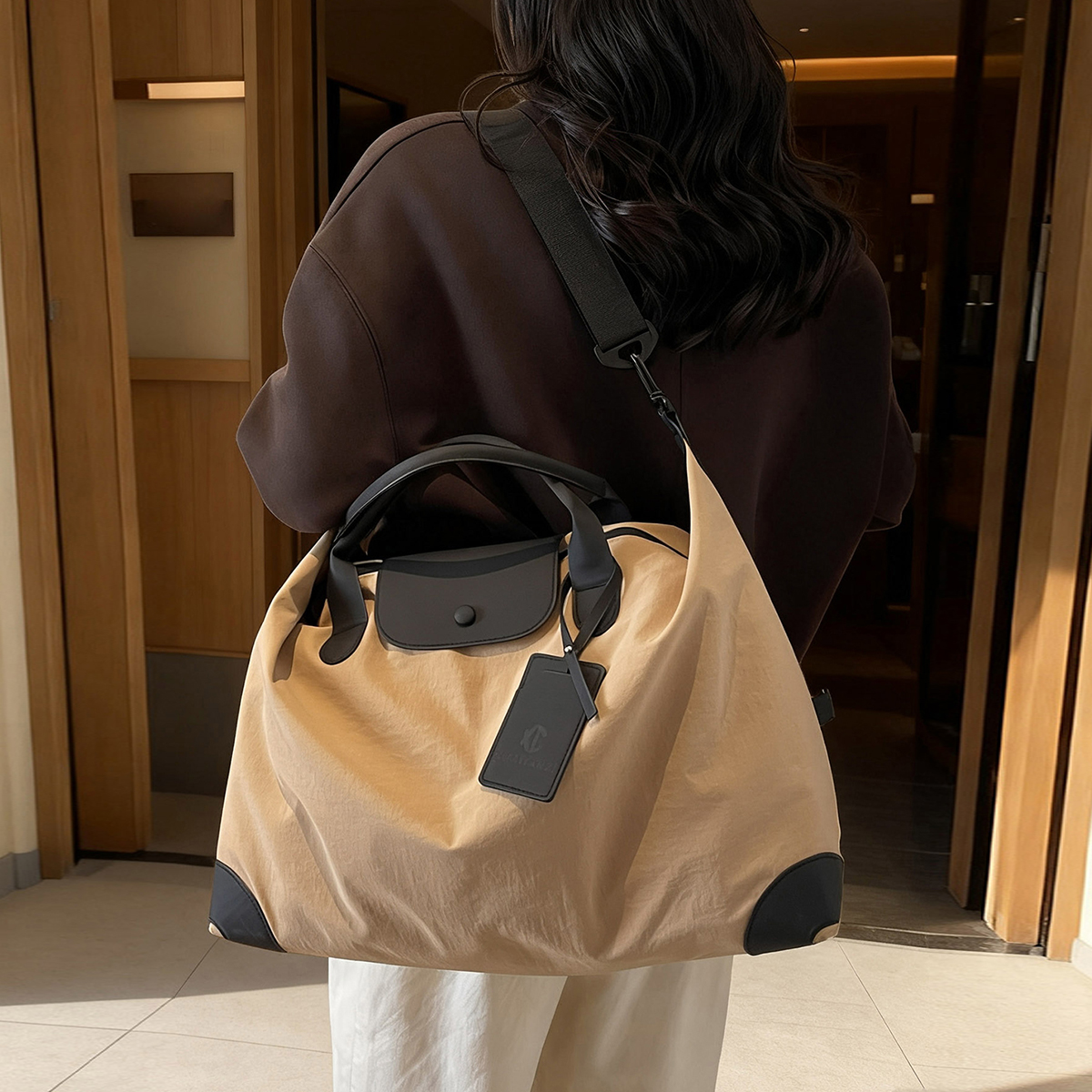 Tas Perjalanan Jarak Pendek, Tas Olahraga dan Kebugaran Wanita, Tas Bagasi Ringan Selempang untuk Perjalanan Bisnis, Tas Tote Renang Kapasitas Besar