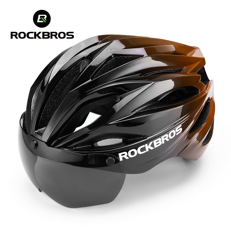 ROCKBROS Helm Bersepeda 58-62Cm Kacamata Magnetik Dapat Disesuaikan Helm Keselamatan Sepeda Terintegrasi Helm Sepeda Pria Hiasan Kepala Bersepeda