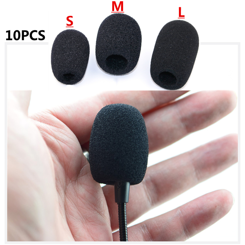 Juego de 10 Uds de micrófono negro, auriculares de espuma de repuesto, cubierta de micrófono, parabrisas, esponja para auriculares