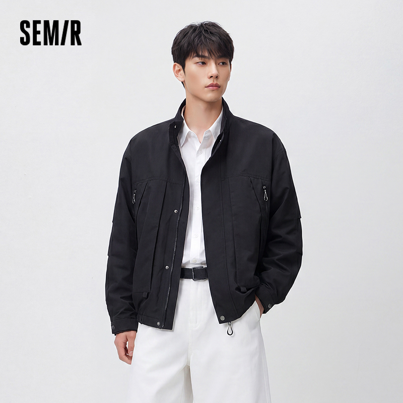 Semir Men Jacket Lightweight Utility Stand Collar Zip Outdoor Commuter Style Loose Autumn Outerwear Daily Wear 2026