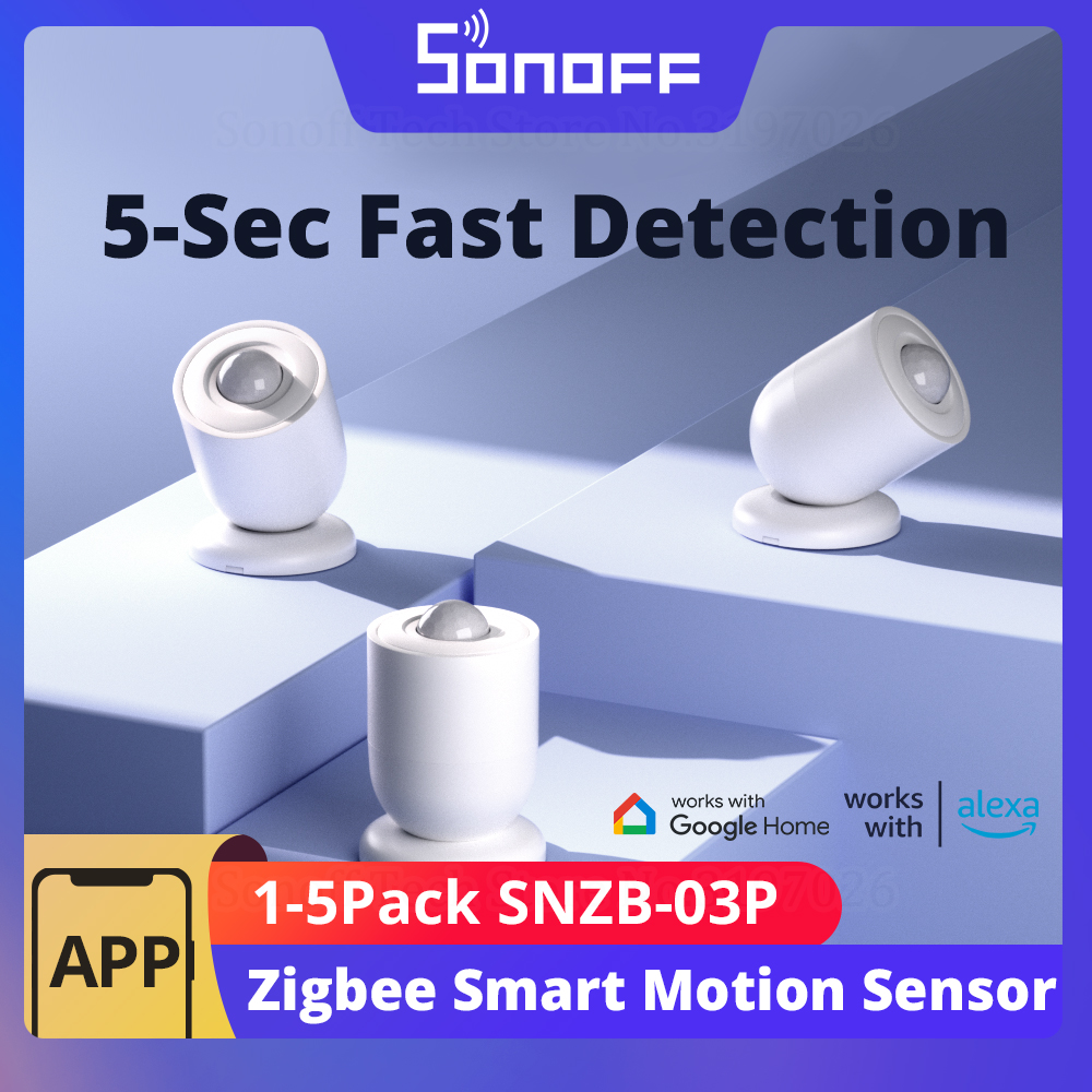 Датчик движения SONOFF SNZB-03P Zigbee (1-5 шт.) для умного освещения и домашней безопасности, работает с Alexa и Google Home через Zigbee Hub