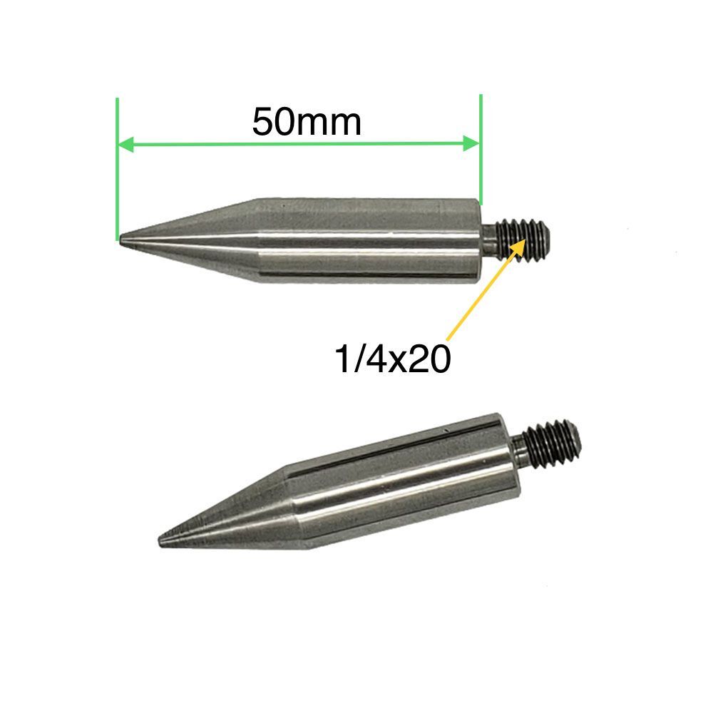 50 mm Länge und Durchmesser 12 mm Mini-Stangenspitze für Mini-Prisma – 1/4 Zoll Gewinde