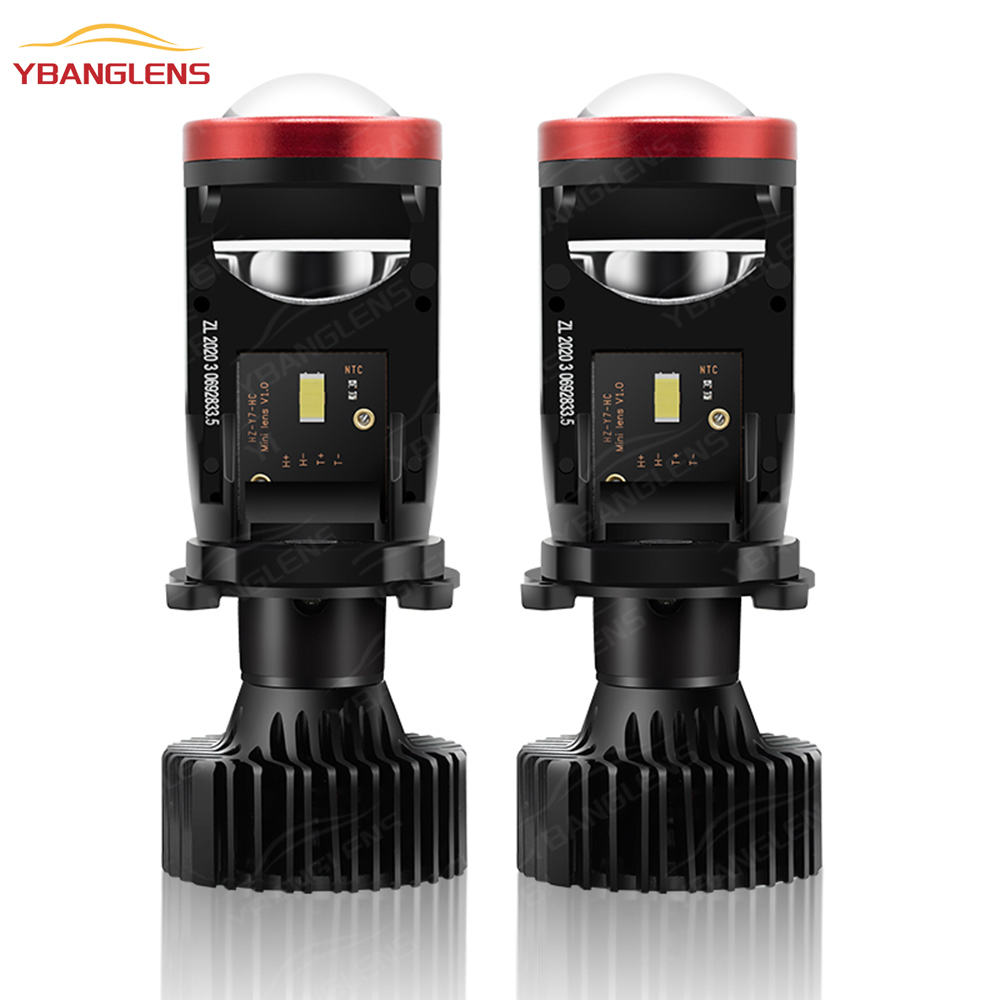2 pièces H4 LED projecteur Mini lentille Auto H4 LED phares ampoules Kit Conversion feux de route feux de croisement 120W Turbo ventilateur voiture lumière lampe