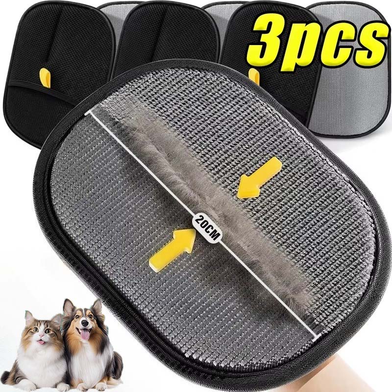 3pcs Pet Grooming Reinigingshandschoen Dubbelzijdig Wassen Hond Kat Handschoen Zelfreinigende Haar Remover Massage Borstel Katten accessoires