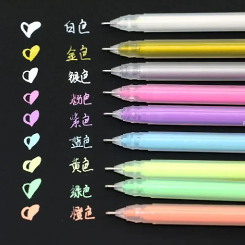 9 ชิ้น/เซ็ต 0.6 มม.สีขาวทองเงินหมึกสีอัลบั้มรูปเจลปากกาสํานักงานเครื่องเขียนน่ารัก Scrapbooking ปากกาขนาดใหญ่สําหรับเด็ก