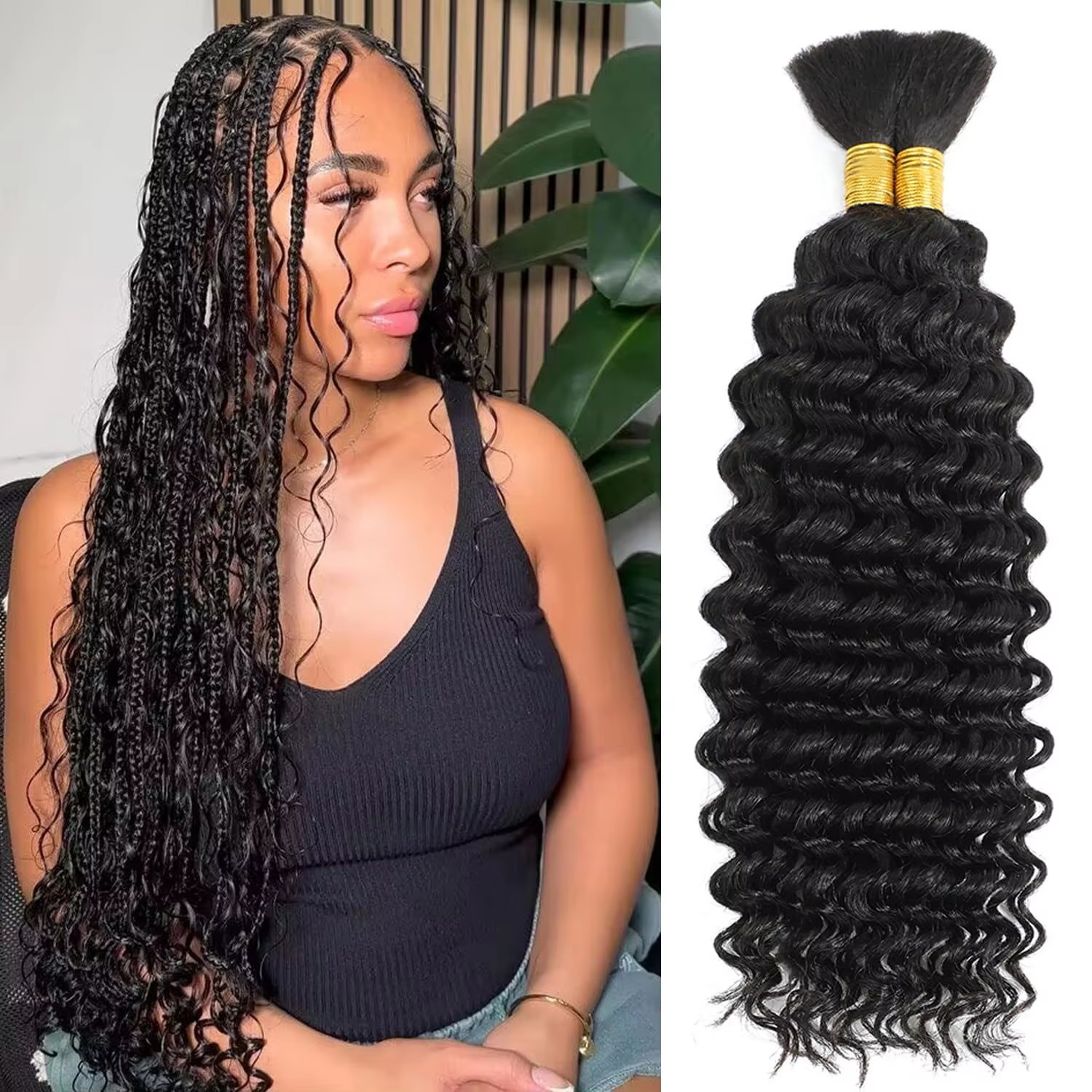 มนุษย์ Braiding Hair Deep Wave Bulk Human Hair 100g ไม่มี Weft Human Hair Bundles Micro Human Braiding Hair สําหรับ Boho Braids
