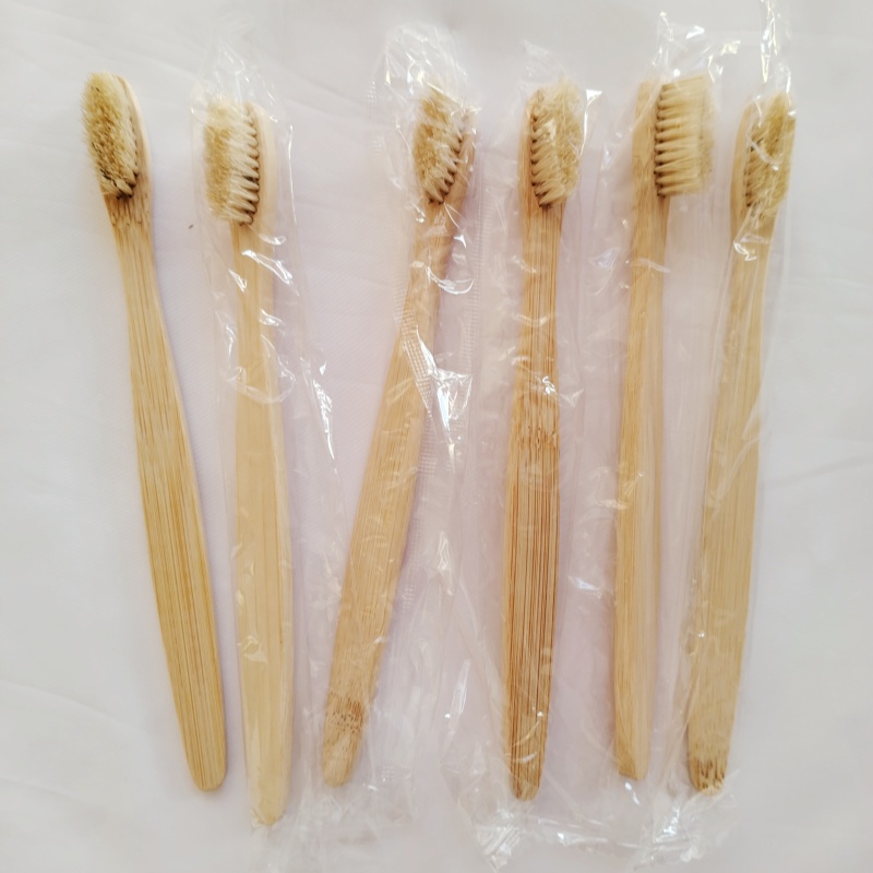 6pcs  Boar Bristle & Bamboo Toothbrush Eco-friendly Biodegradable - Plastic Free Hard Bristles Wooden Tooth Brush Oral Care Tool