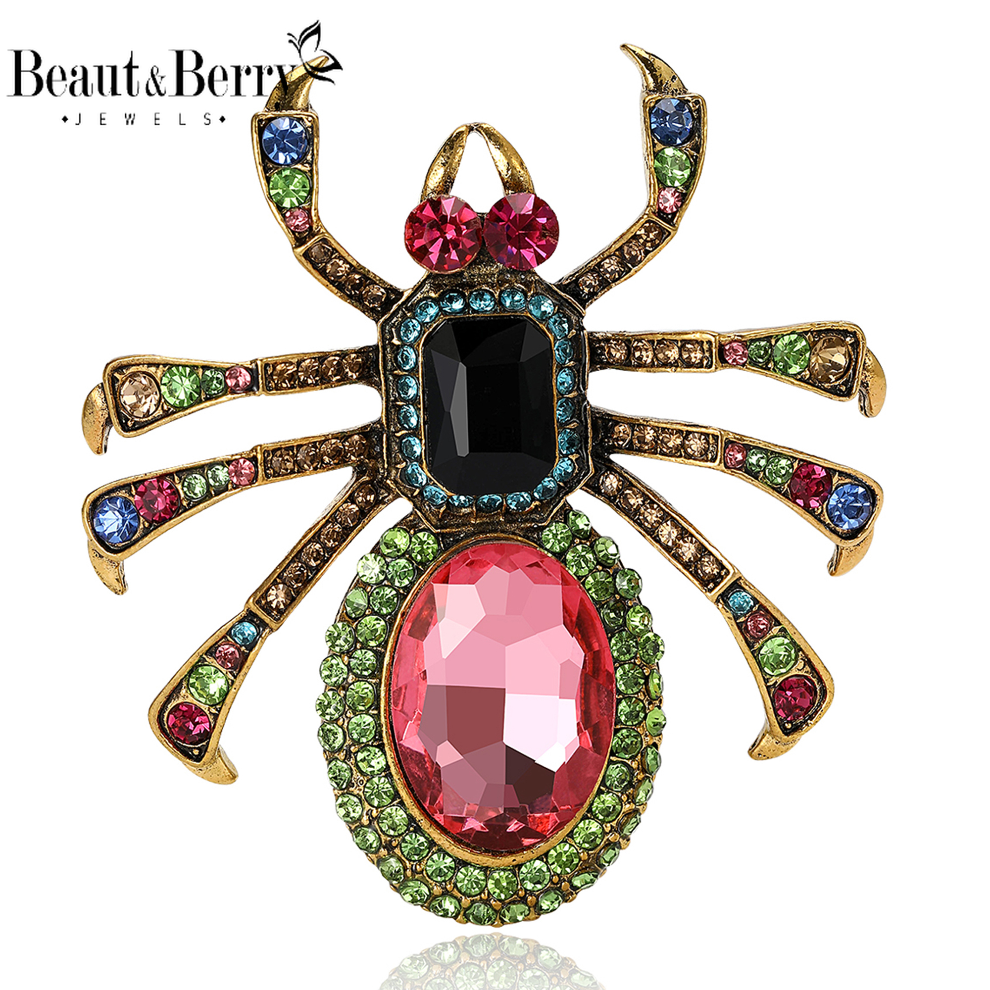 Beaut & Berry Хэллоуин хрустальные броши-пауки для женщин унисекс булавки с насекомыми повседневные аксессуары для вечеринок новые подарки украшения для друзей