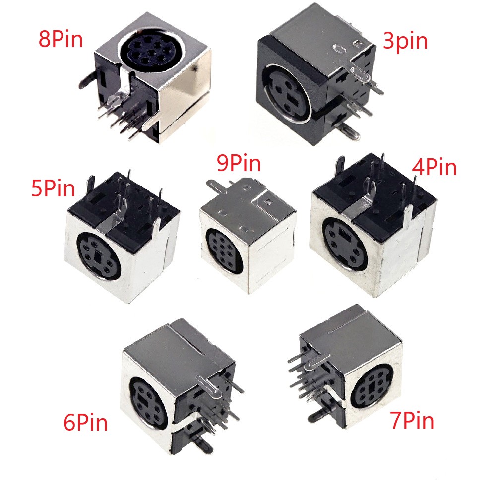 Connecteur Mini Din 3 4 5 6 7 8 9 broches femelle, prises de courant circulaires, bouclier MD-SM, trous traversants à Angle droit, PCB, 10 pièces