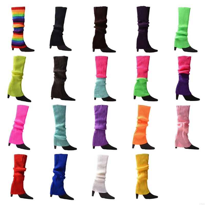 49MB Leg Warmers for Women Girls 80s Ribbed Knitted Long Socks Cuff for Retro Party Costume Ballet Dance Sports