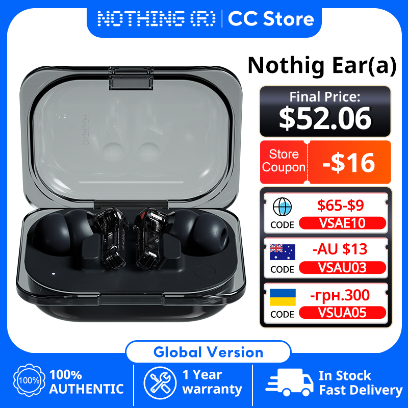 Version Globale Nothing Ear (a) Écouteurs Bluetooth avec Réduction Active du Bruit (ANC) 45 dB, Son Dynamique, 42,5 heures d'écoute avec AAC SBC LDAC