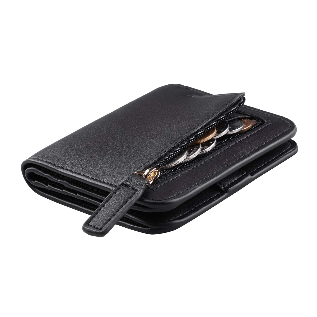 Portefeuille pour femmes RFID bloquant petit portefeuille de poche en cuir à deux volets Compact dames Mini sac à main avec fenêtre d'identification