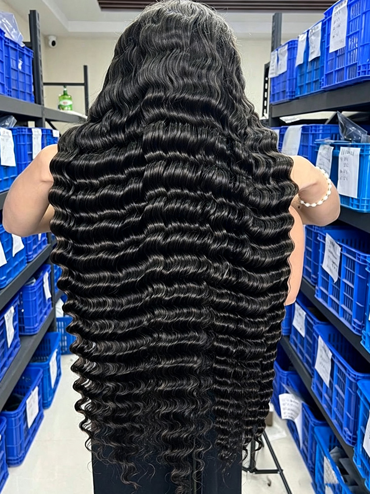 Loose Deep Wave Brazilian Curly Human Hair Wig 13x6 Lace Front 250% Density 40-42 Inch HD  Water Wavy 13x4 Lace Frontal Wig for Women