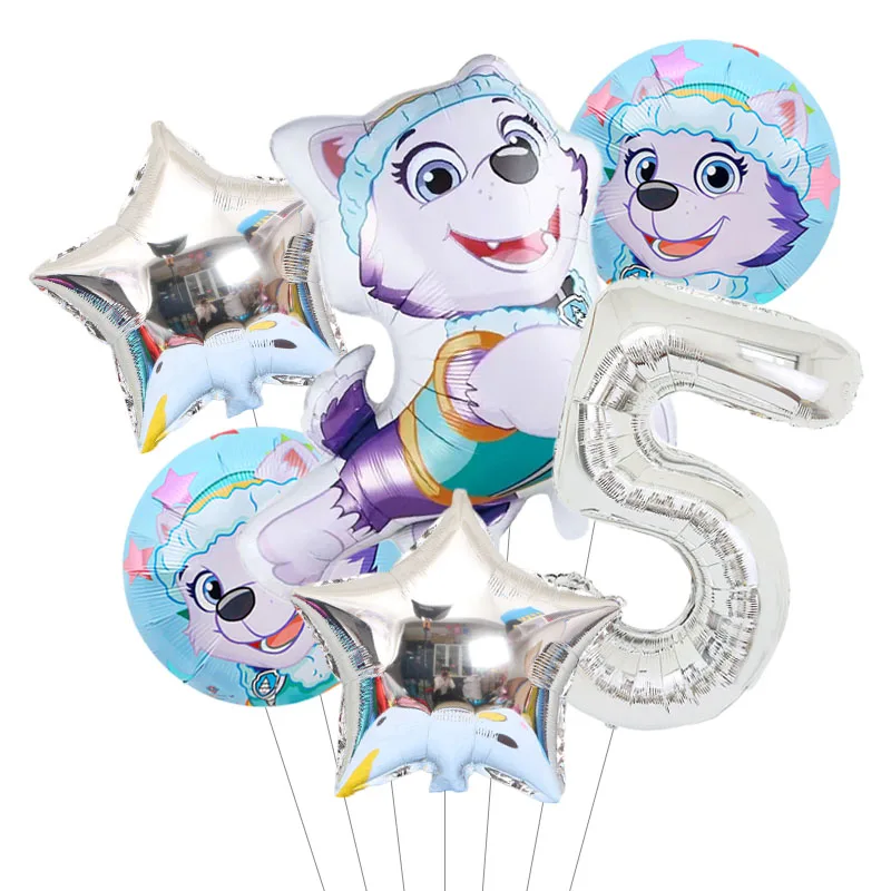 Ensemble de ballons en Latex en aluminium Paw Patrol, 6 pièces, joli décor de fête d'anniversaire pour enfant, Everest Zuma, décor pour garçon, ballon de réception-cadeau pour bébé