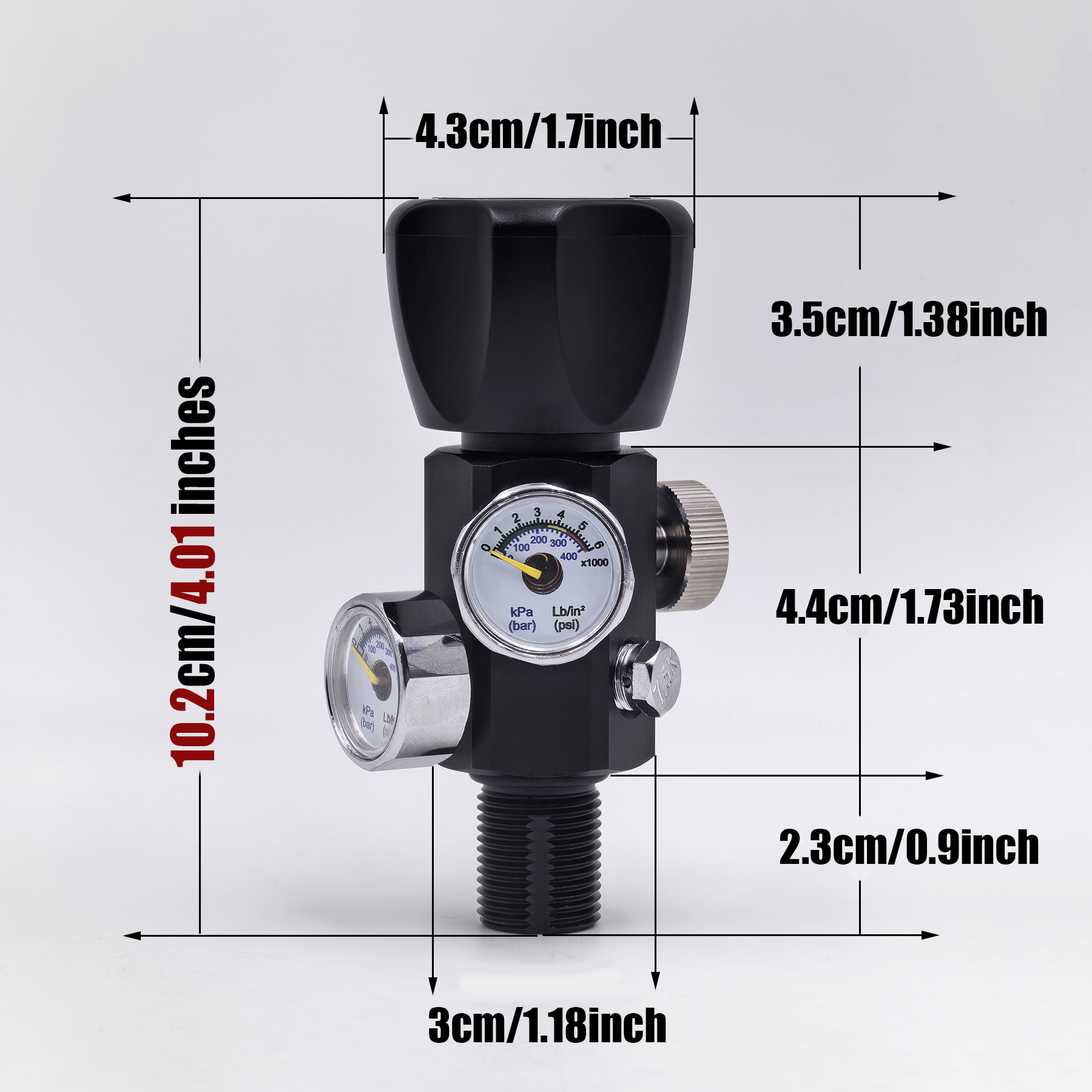 HPA DIN Valve for HPA Compressed Air Bottle, Diving Cylinder Fill Station, High Pressure Air Refill Adapter Dual Gauge