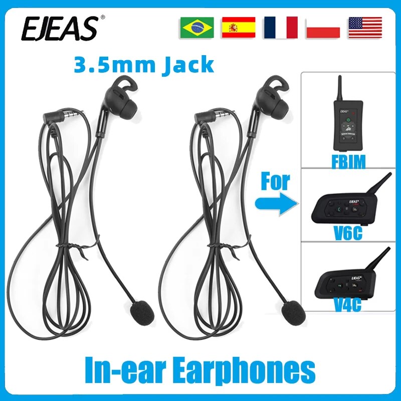 2pc ejeas fbimハンドフリー3.5mmジャックレフリーヘッドセットイヤホンv4cプラスv6cプロ用