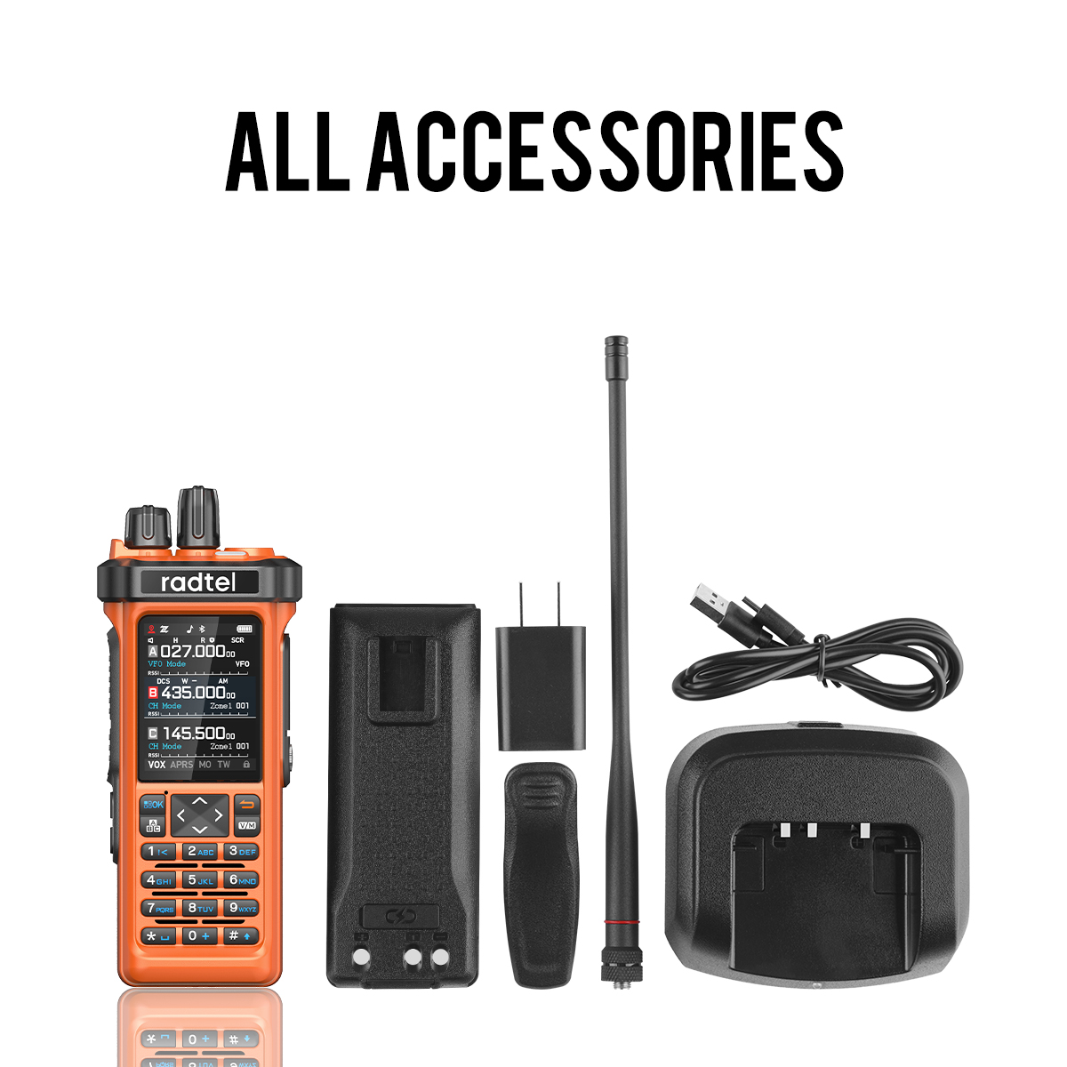 Radtel RT-950 Pro Pomarańczowy GPS APRS Walkie Talkie 10W Bluetooth Programowanie przez Telefon Radioamatorskie AM/FM/CB Odbiornik z Trybem Tri-Standby
