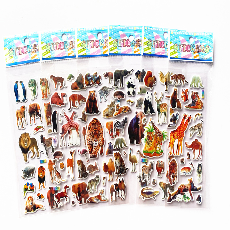 Autocollants gonflés 3D en forme d'animaux, 10 pièces, autocollants en vrac, décoration de scrapbook, cadeaux d'anniversaire, nouvel an, noël, pour enfants, garçons et filles