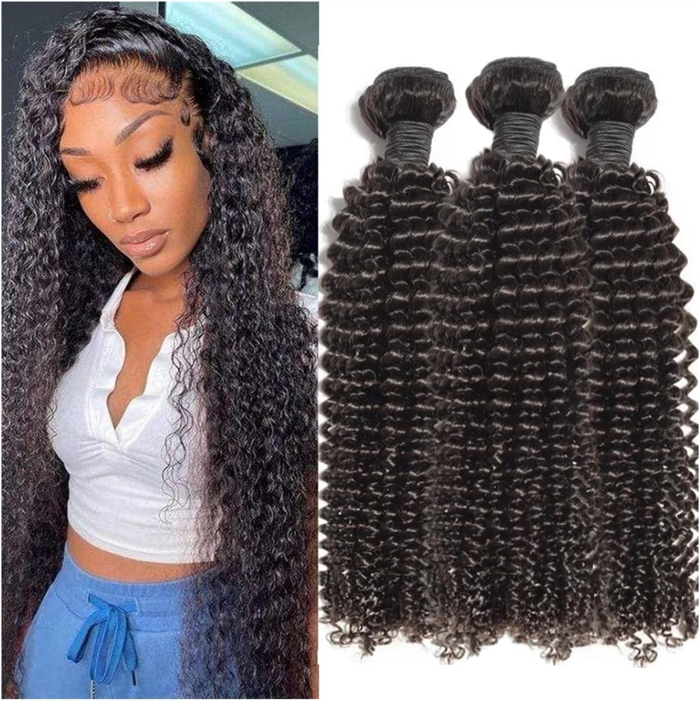 Preto pérola brasileiro jerry encaracolado pacotes 100% cabelo humano virgem cabelo kinky encaracolado 100% extensões de cabelo humano não processado