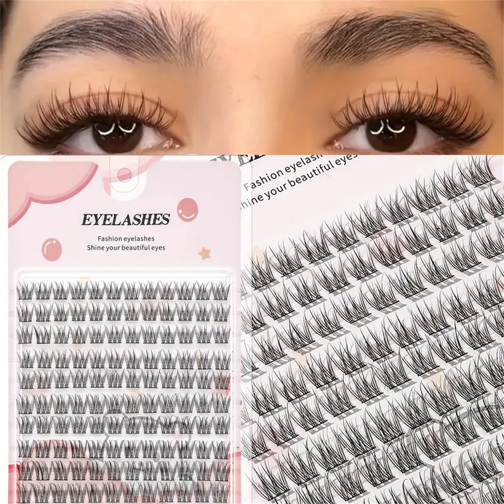Juego de pestañas postizas fáciles de adhesivas, estilo de dibujos animados grueso con apariencia natural, adecuado para principiantes, grueso y esponjoso, estilo cruzado real, adecuado para principiantes con diseño curvo, reutilizable