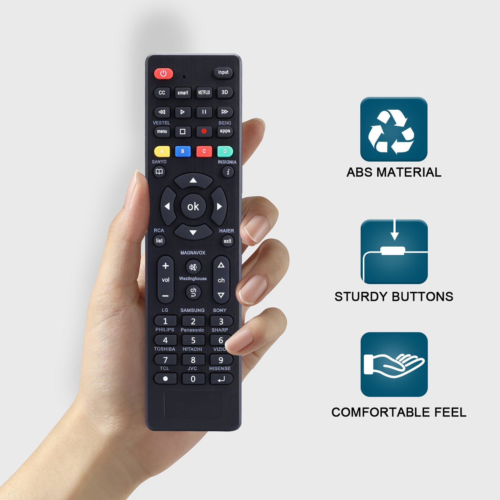 Telecomando TV universale per LG, Samsung, Tcl, Philips, Vizio, Sharp, Sony, Panasonic, Sanyo, Insignia, Toshiba e altre marche LCD L