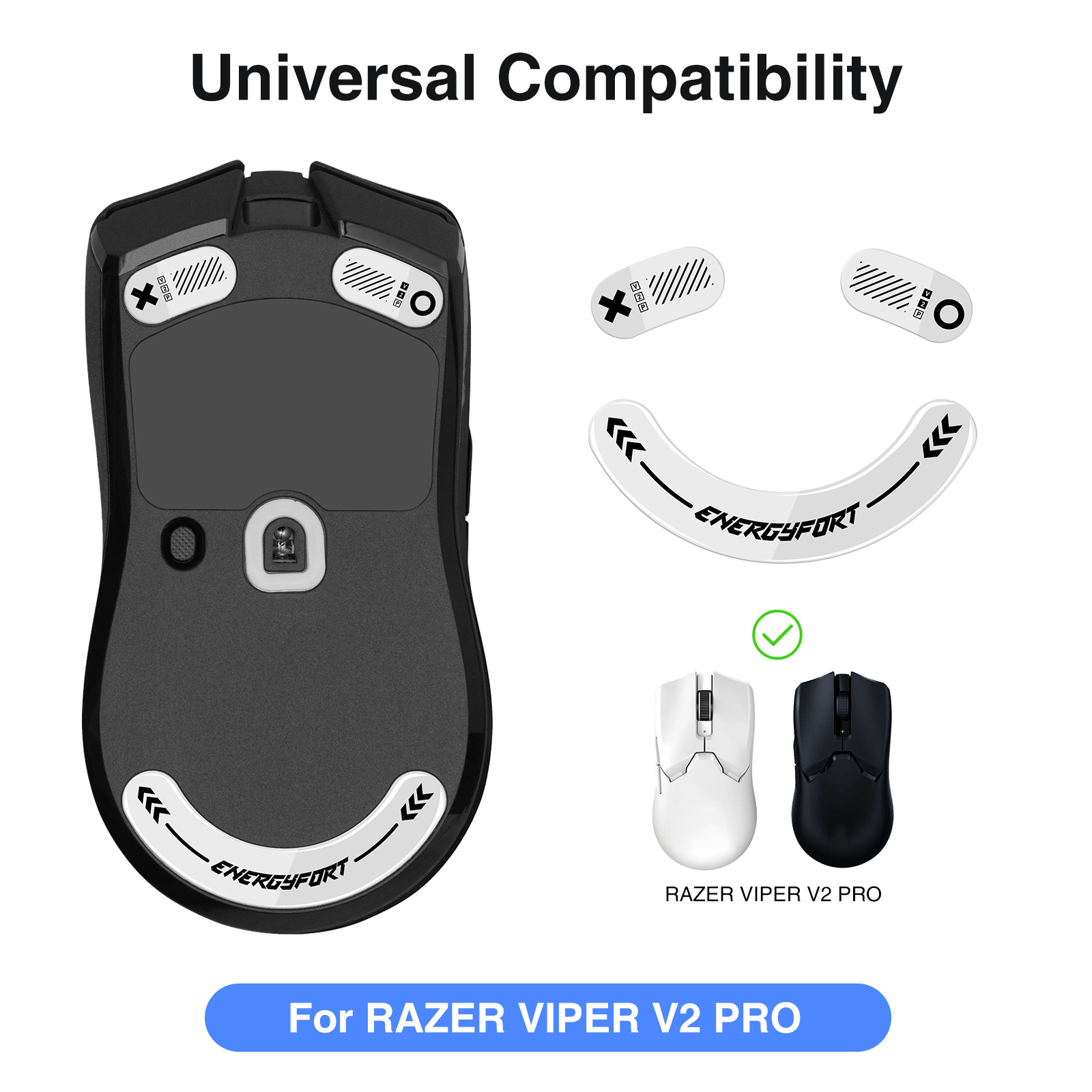 Gebogene Kanten, extrem starke Glas-Mausfüße, Skates für Razer Viper V2 Pro Gaming-Mausfüße, Ersatz, Super Smooth Glide Fast