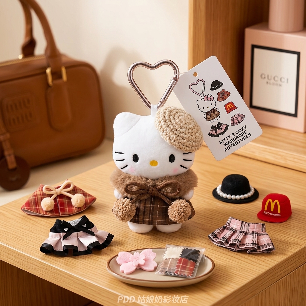 Porte-clés en peluche Hello Kitty mignon, breloque de sac dessin animé Kawaii, pendentif, décoration de poupée douce, cadeau pour filles, femmes, amies