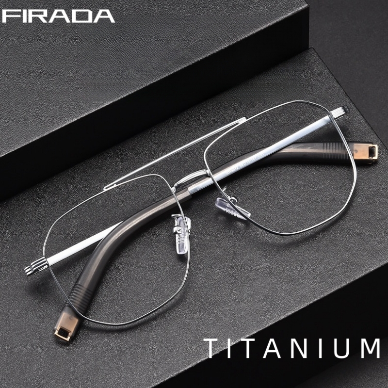 Firada moda óculos de feixe duplo vintage luxo puro titânio óculos prescrição óptica ewewear quadro para homem 0942-c