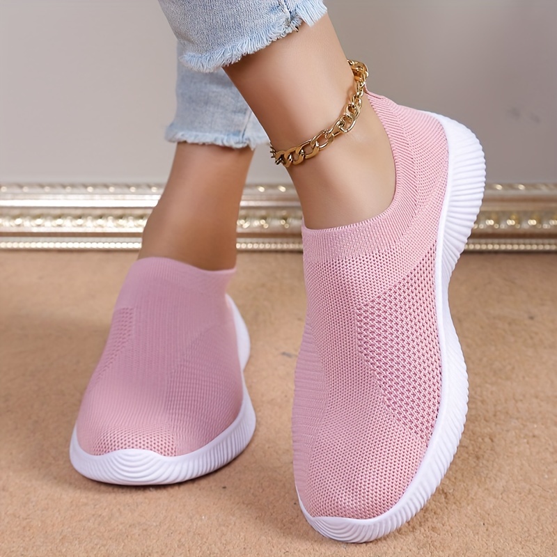핑크 여성 신발 통기성 플랫 여성용 신축성있는 신발 운동화 Zapatos Mujer 여름 신발 경량 스포츠 신발