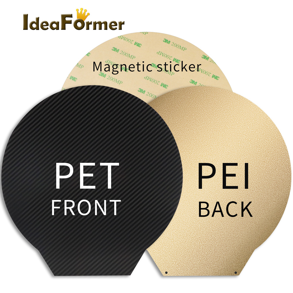 PEI + PET diámetro 220mm 240mm 265mm placa de construcción magnética hoja de acero de resorte redondo para impresora 3d Kossel /FLSUN QQ/ QQ-S/ QQ-S-Pro/QQQ5