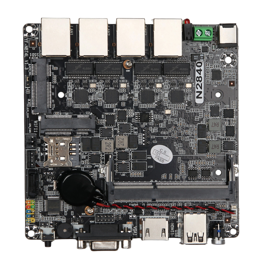 120x120mm Mini ITX X86 PC M​otherboard intel Celeron N2830 CPU 4x 2.5G Ethernet HDMI VGA 2xUSB Mini PICE SIM Slot SATA mSATA