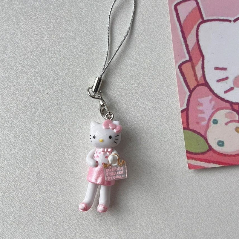 Harajuku Kawaii Girl розовая сумка Hello Kitty сумка кулон очаровательный аксессуар мультяшный милый брелок украшение цепочки для мобильного телефона
