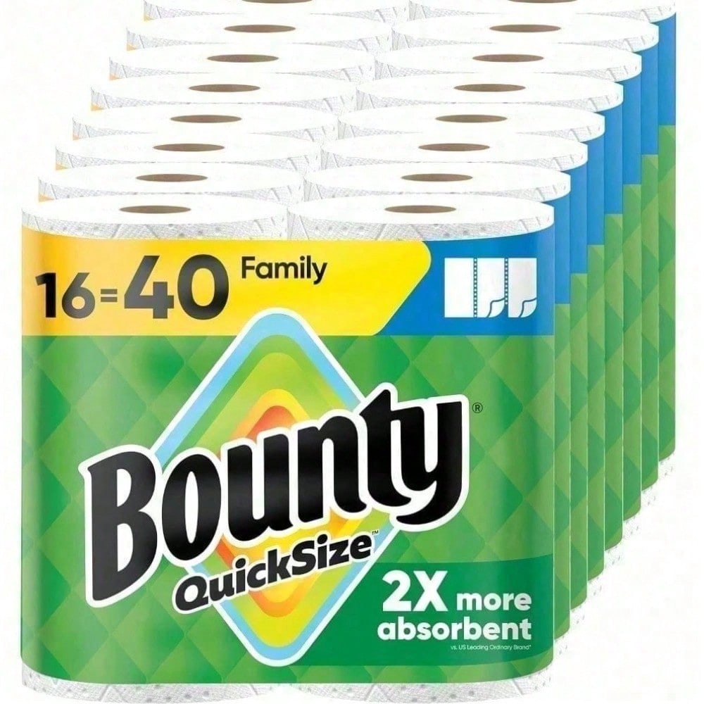 Bounty Paper Towels Select-A-Size White, 1 Mega Roll (164 Sheets/Roll), 2x More Absorbent, Quicker Picker Upper, Ideal For Kitchen, Home, And Office Use, 4 Regular Rolls Worth Of Sheets, Fewer Roll Changes, Strong And Durable, Perfect For Spills, Messes,