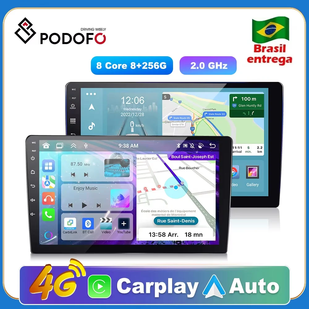 Podofo 2 Din Android 11 7/9 Inch Carplay Car Multimedia Player GPS Stereo Car Radio For Volkswagen Nissan Hyundai Kia Toyota